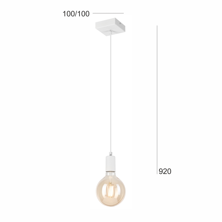 Lestenec na vrvici ASTRID 1xE27/60W/230V bela
