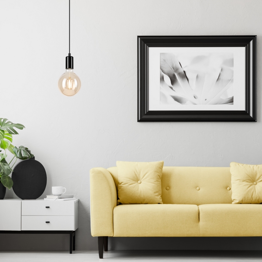 Lestenec na vrvici ASTRID 1xE27/60W/230V črna sijajna