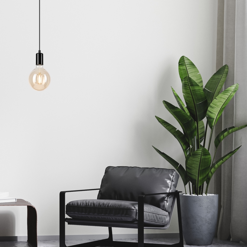Lestenec na vrvici ASTRID 1xE27/60W/230V črna sijajna