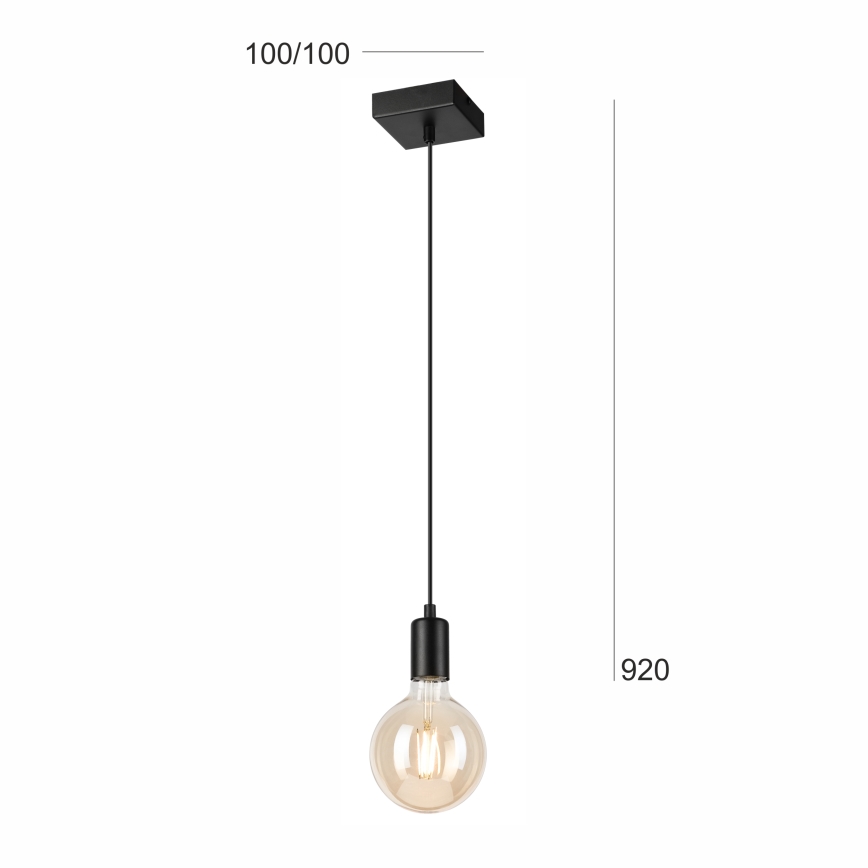 Lestenec na vrvici ASTRID 1xE27/60W/230V mat črna