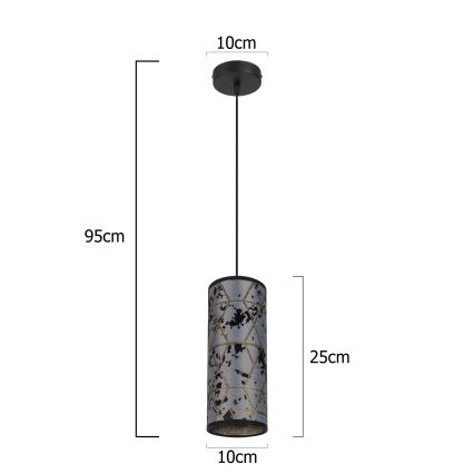 Lestenec na vrvici AVALO 1xE27/60W/230V siva/črna