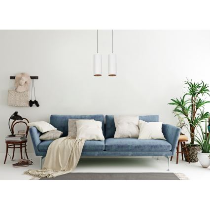 Lestenec na vrvici AVALO 2xE27/60W/230V bela/baker