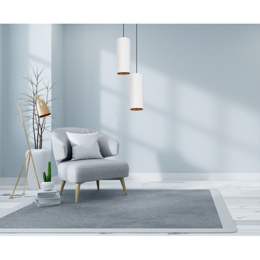 Lestenec na vrvici AVALO 2xE27/60W/230V pr. 20 cm bela/baker