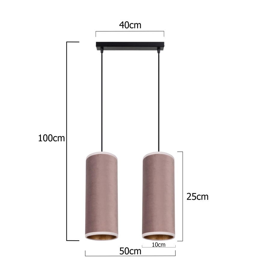Lestenec na vrvici AVALO 2xE27/60W/230V roza/baker