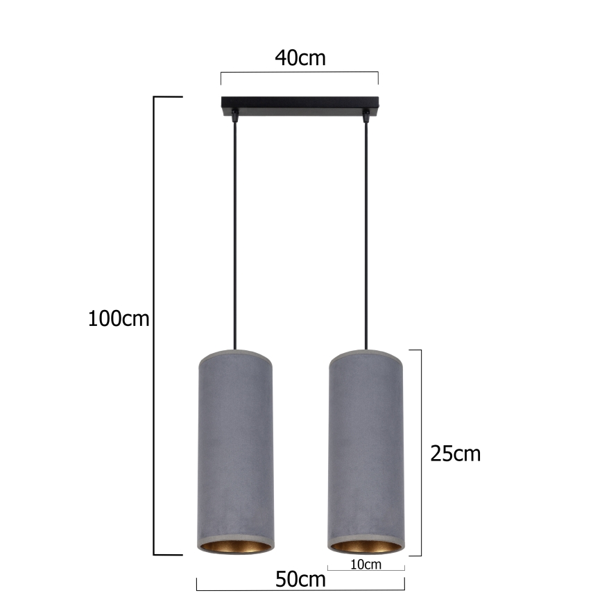 Lestenec na vrvici AVALO 2xE27/60W/230V siva