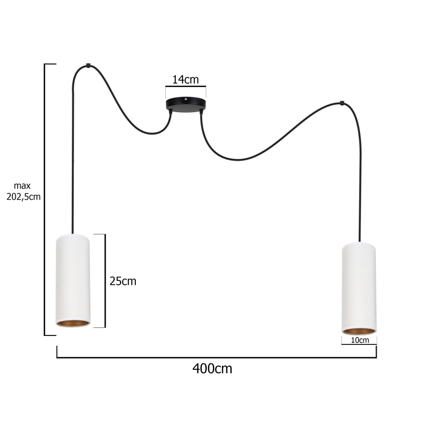 Lestenec na vrvici AVALO 2xE27/60W/230V spider bela/baker