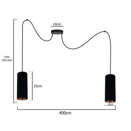 Lestenec na vrvici AVALO 2xE27/60W/230V spider črna