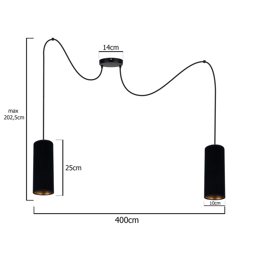 Lestenec na vrvici AVALO 2xE27/60W/230V spider črna