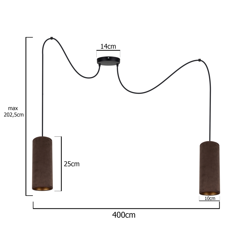 Lestenec na vrvici AVALO 2xE27/60W/230V spider rjava/baker