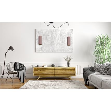 Lestenec na vrvici AVALO 2xE27/60W/230V spider roza/baker