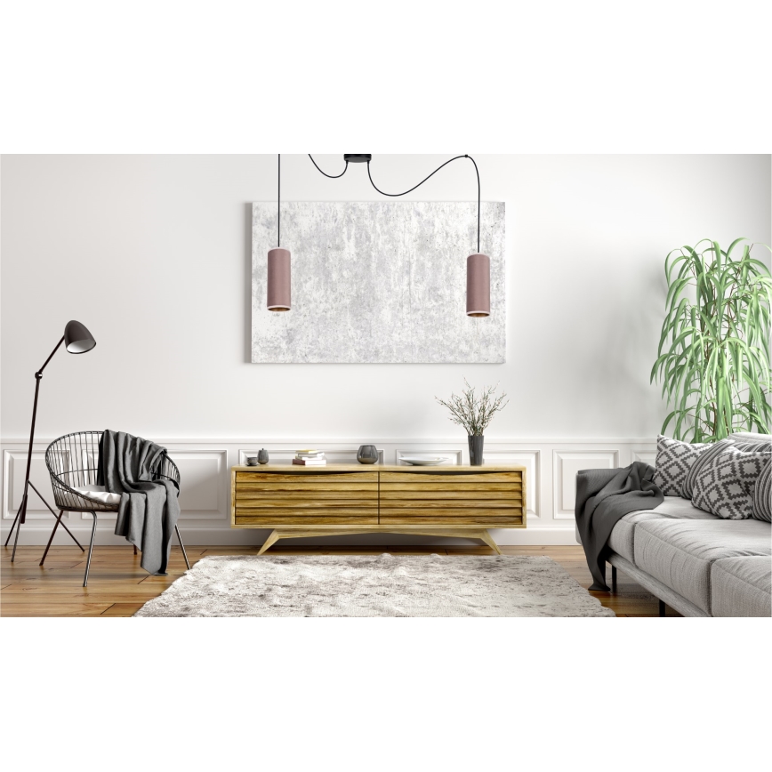 Lestenec na vrvici AVALO 2xE27/60W/230V spider roza/baker