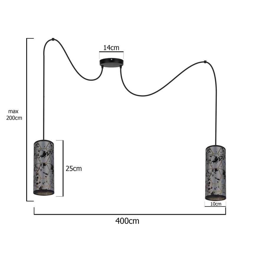 Lestenec na vrvici AVALO 2xE27/60W/230V spider siva/črna