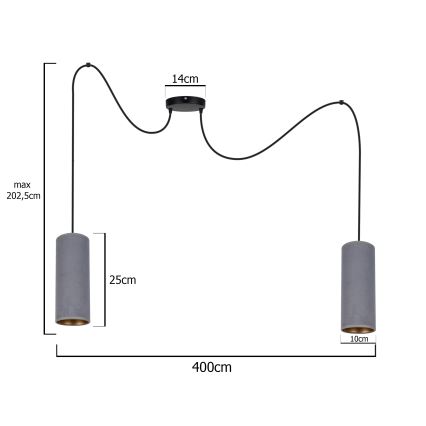 Lestenec na vrvici AVALO 2xE27/60W/230V spider siva
