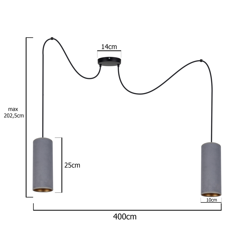 Lestenec na vrvici AVALO 2xE27/60W/230V spider siva