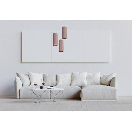 Lestenec na vrvici AVALO 3xE27/60W/230V pr. 35 cm roza/baker