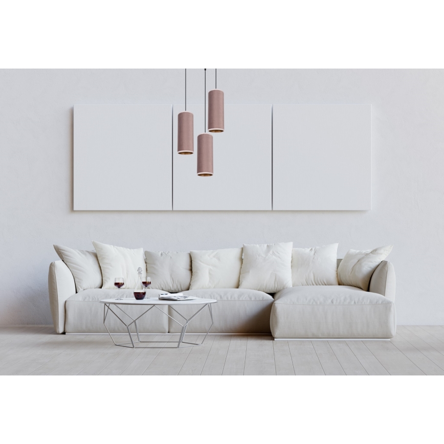 Lestenec na vrvici AVALO 3xE27/60W/230V pr. 35 cm roza/baker