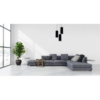 Lestenec na vrvici AVALO 3xE27/60W/230V premer 35 cm črna