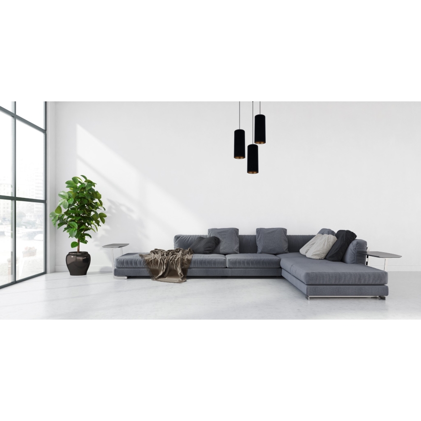 Lestenec na vrvici AVALO 3xE27/60W/230V premer 35 cm črna