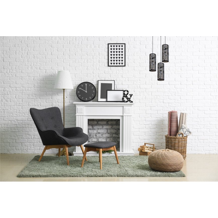 Lestenec na vrvici AVALO 3xE27/60W/230V premer 35 cm siva/črna