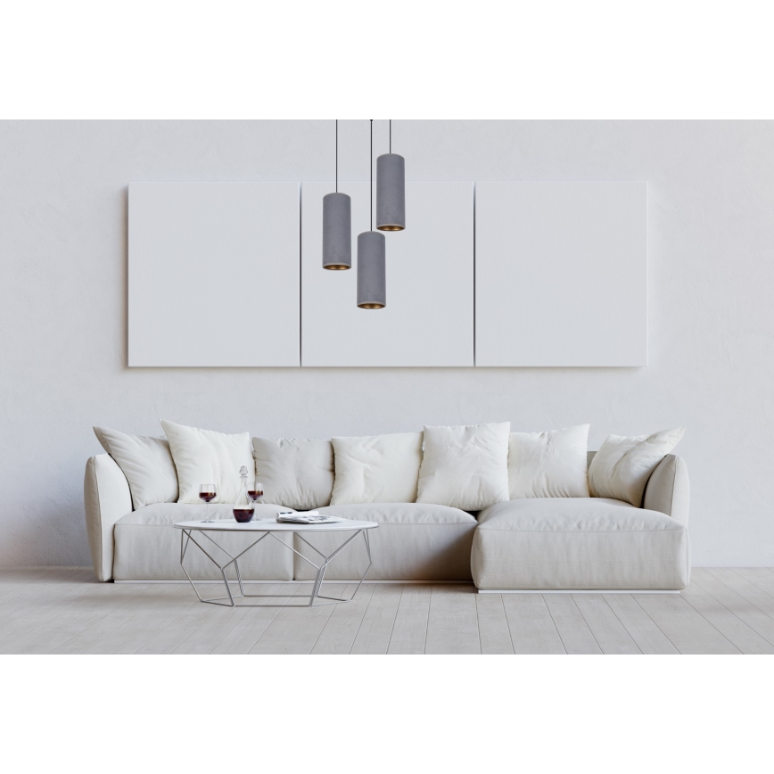 Lestenec na vrvici AVALO 3xE27/60W/230V premer 35 cm siva