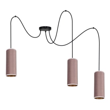 Lestenec na vrvici AVALO 3xE27/60W/230V spider roza/baker