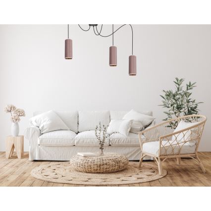 Lestenec na vrvici AVALO 3xE27/60W/230V spider roza/baker