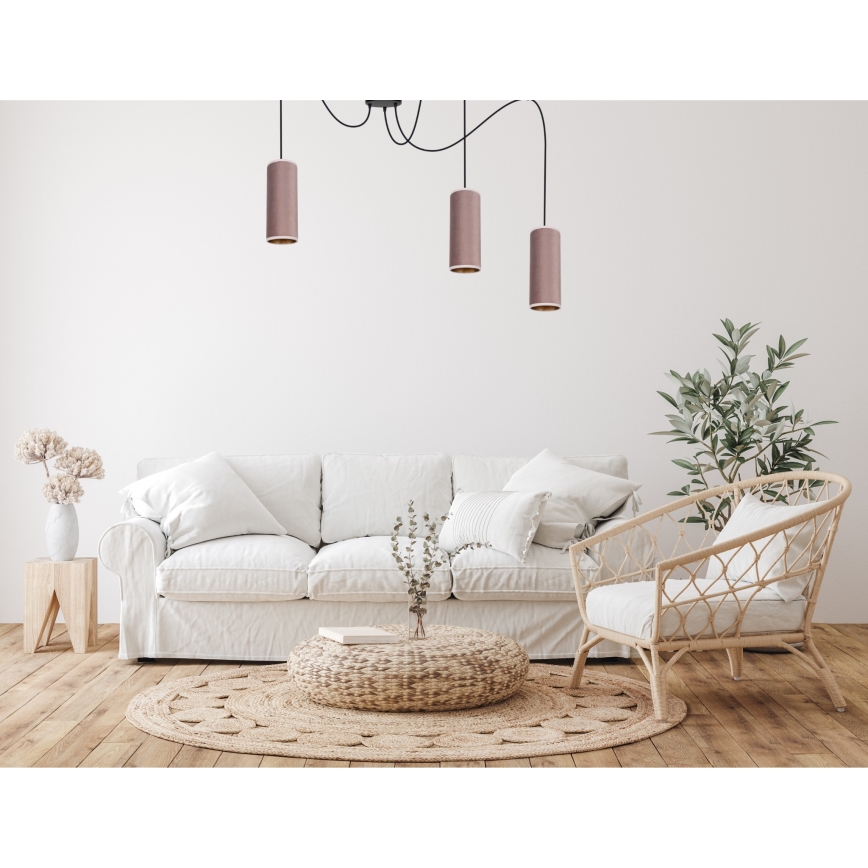 Lestenec na vrvici AVALO 3xE27/60W/230V spider roza/baker