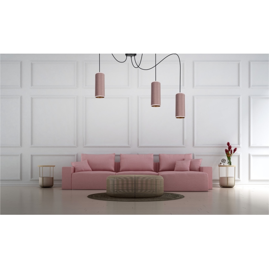 Lestenec na vrvici AVALO 3xE27/60W/230V spider roza/baker