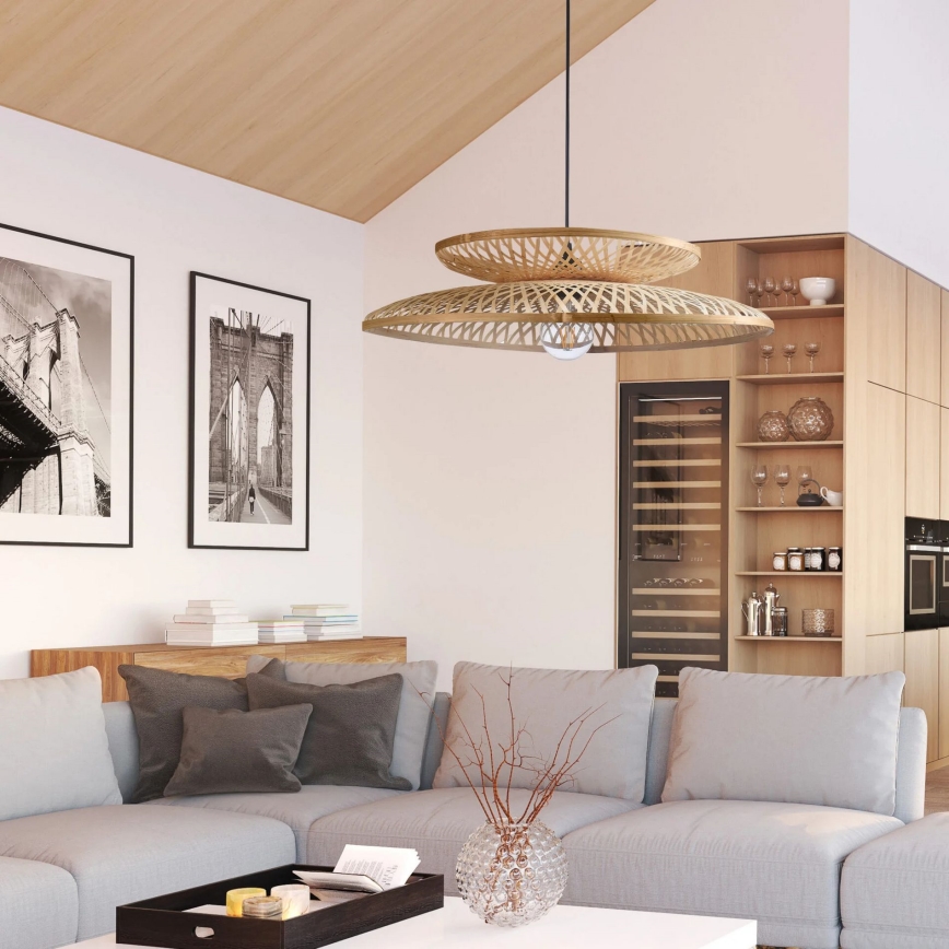 Lestenec na vrvici BALI 1xE27/20W/230V pr. 60 cm bambus