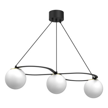 Lestenec na vrvici BALLO 3xE27/15W/230V črna/bela