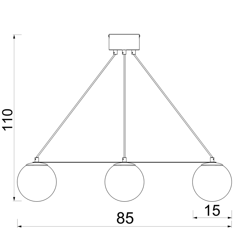 Lestenec na vrvici BALLO 3xE27/15W/230V črna/bela