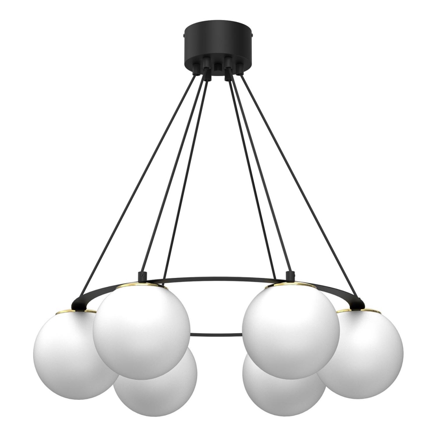 Lestenec na vrvici BALLO 6xE27/15W/230V črna/bela