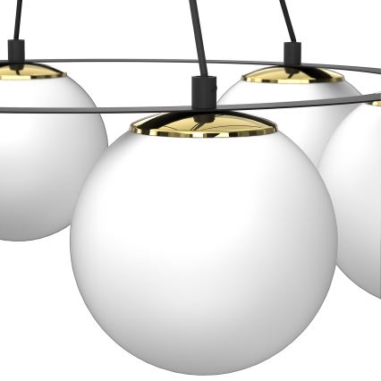 Lestenec na vrvici BALLO 6xE27/15W/230V črna/bela