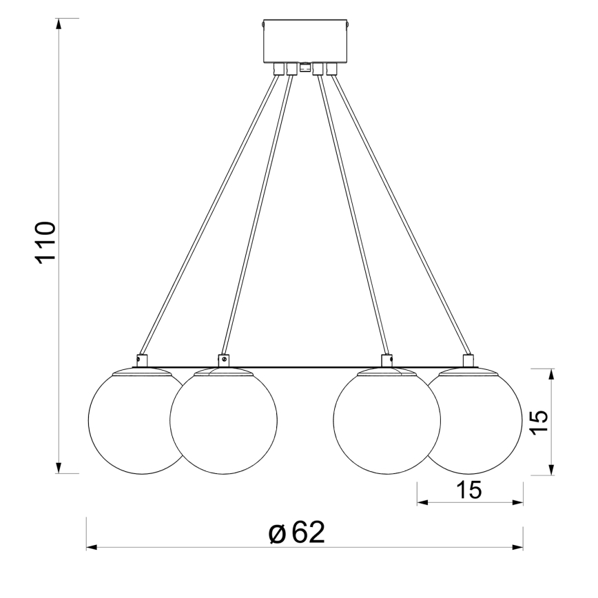 Lestenec na vrvici BALLO 6xE27/15W/230V črna/bela