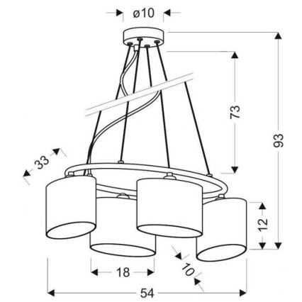Lestenec na vrvici BAN 4xE14/40W/230V
