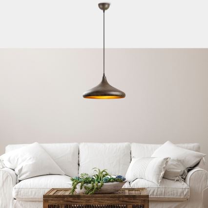 Lestenec na vrvici BAREK 1xE27/40W/230V siva