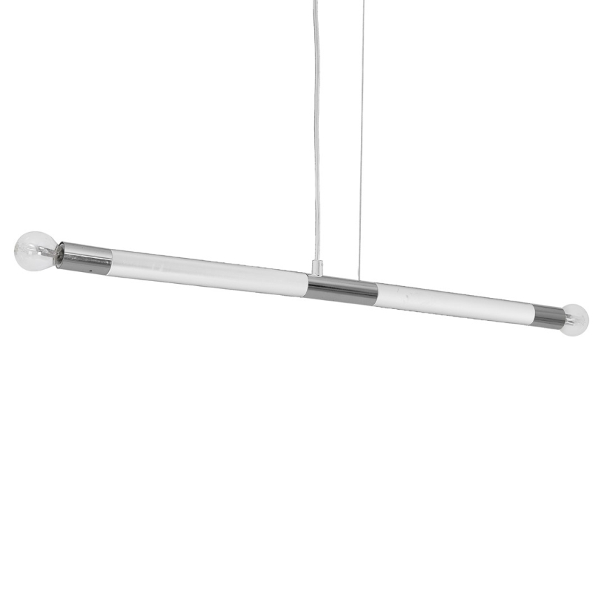 Lestenec na vrvici BASTONE WHITE 2xE14/40W/230V bela/sijajni krom
