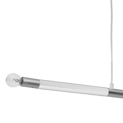 Lestenec na vrvici BASTONE WHITE 2xE14/40W/230V bela/sijajni krom