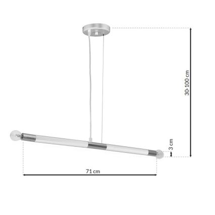 Lestenec na vrvici BASTONE WHITE 2xE14/40W/230V bela/sijajni krom