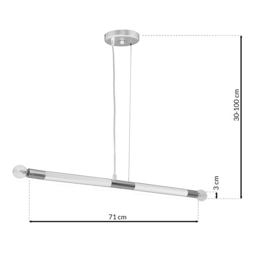 Lestenec na vrvici BASTONE WHITE 2xE14/40W/230V bela/sijajni krom