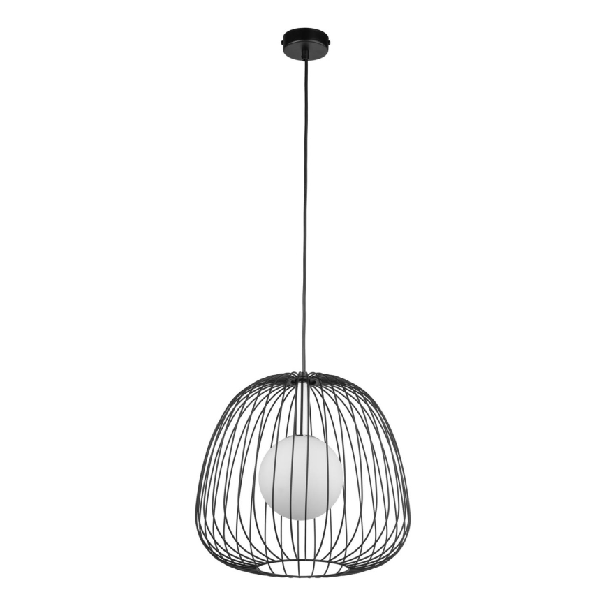Lestenec na vrvici BELL 1xG9/12W/230V pr. 33 cm črna/sijajni krom