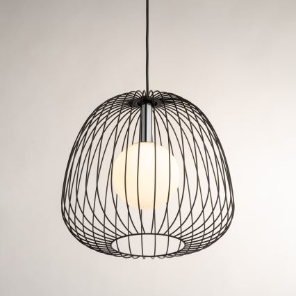 Lestenec na vrvici BELL 1xG9/12W/230V pr. 33 cm črna/sijajni krom
