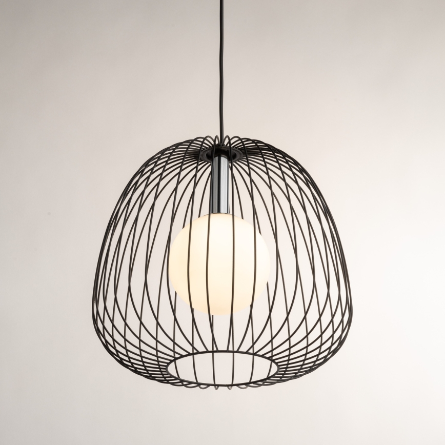 Lestenec na vrvici BELL 1xG9/12W/230V pr. 33 cm črna/sijajni krom