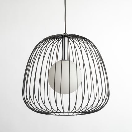 Lestenec na vrvici BELL 1xG9/12W/230V pr. 33 cm črna/sijajni krom
