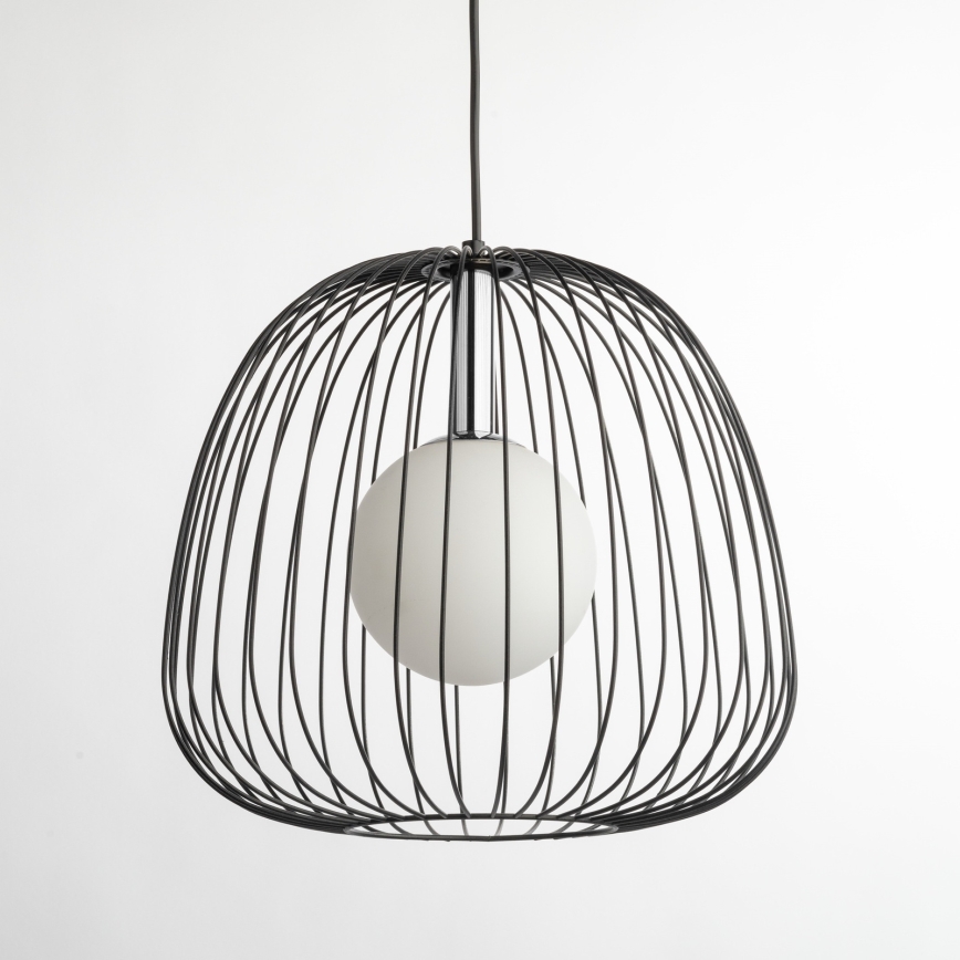 Lestenec na vrvici BELL 1xG9/12W/230V pr. 33 cm črna/sijajni krom