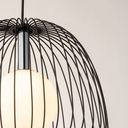 Lestenec na vrvici BELL 1xG9/12W/230V pr. 33 cm črna/sijajni krom
