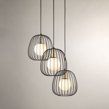Lestenec na vrvici BELL 3xG9/12W/230V črna/zlata