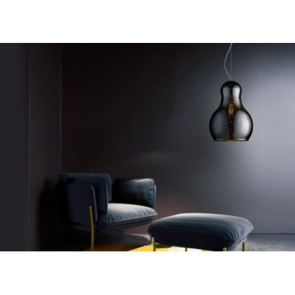 Lestenec na vrvici BELLO 1xE27/60W/230V pr. 30 cm krom
