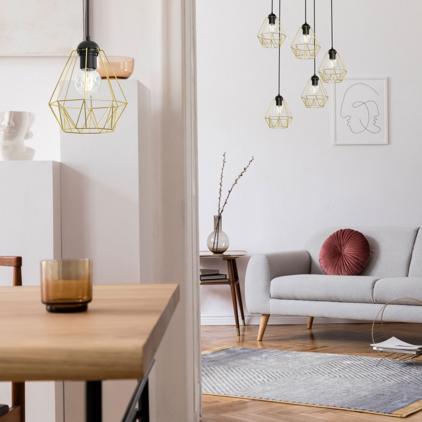 Lestenec na vrvici BERGEN 1xE27/60W/230V črna/zlata