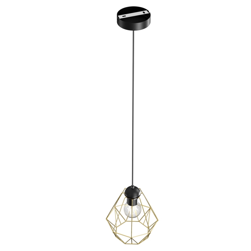 Lestenec na vrvici BERGEN 1xE27/60W/230V črna/zlata